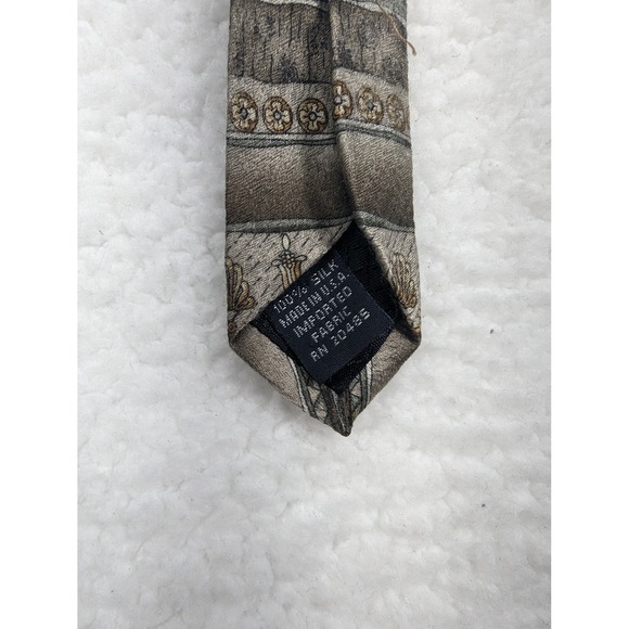 Stafford 100% Silk Necktie Brown Beige Patterned Men's Business Formal - Picture 4 of 6